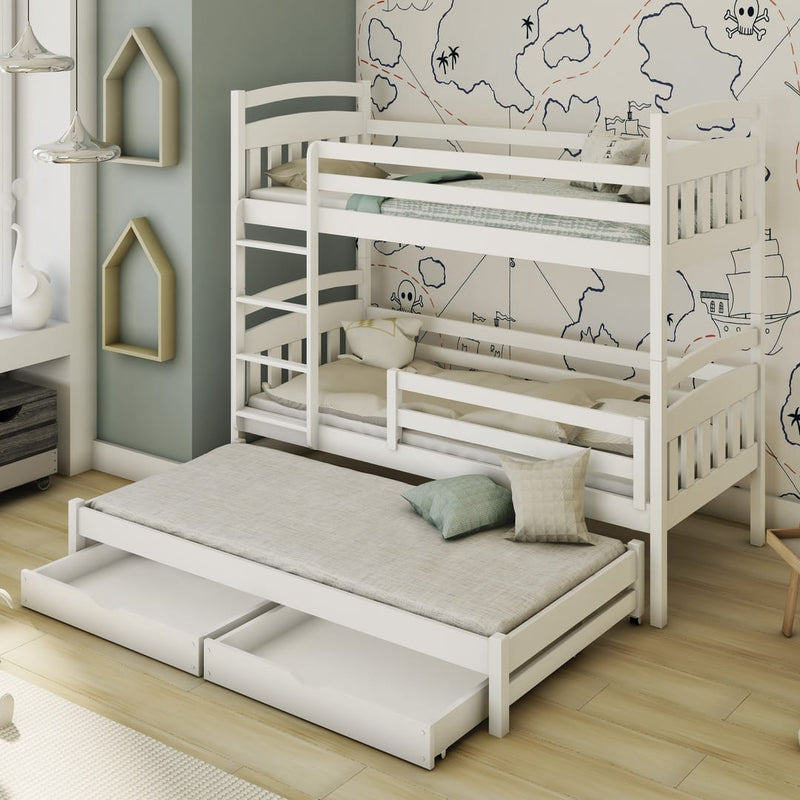 Alan Bunk Bed with Trundle and Storage [White Matt]- Product Arrangement 