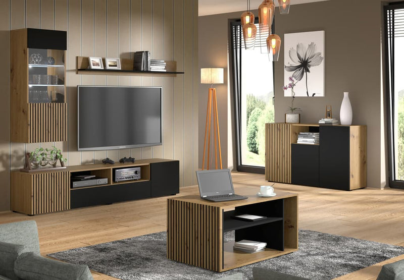 Auris TV Cabinet 200cm [Oak] - Lifestyle Image 2