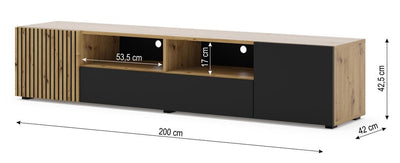 Auris TV Cabinet 200cm [Oak] - Dimensions Image