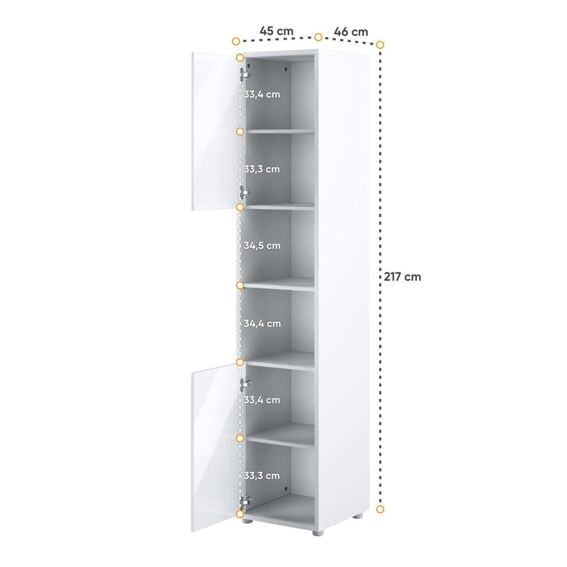 BC-01 Vertical Wall Bed Concept 140cm With Storage Cabinets and LED