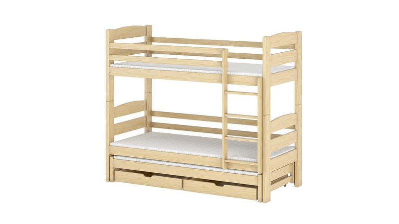 Cezar Bunk Bed with Trundle and Storage [Pine] - White Background 2