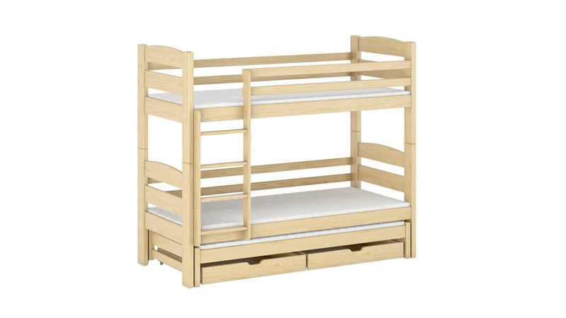 Cezar Bunk Bed with Trundle and Storage [Pine] - White Background