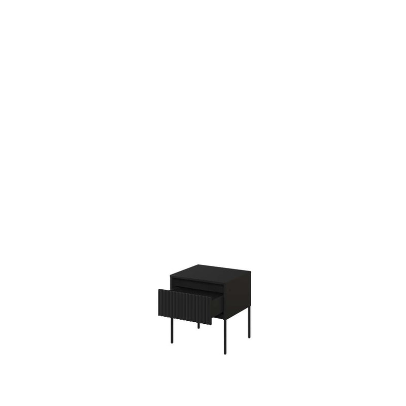 Trend TR-10 Bedside Cabinet 46cm [Black Matt] - Open Drawer