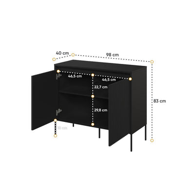 Trend TR-02 Sideboard Cabinet 98cm [Black Matt] - Product Dimensions