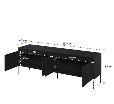 Trend TR-05 TV Cabinet 167cm [Black Matt] - Product Dimensions