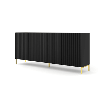 Wave Large Sideboard Cabinet 200cm [Black] - White Background