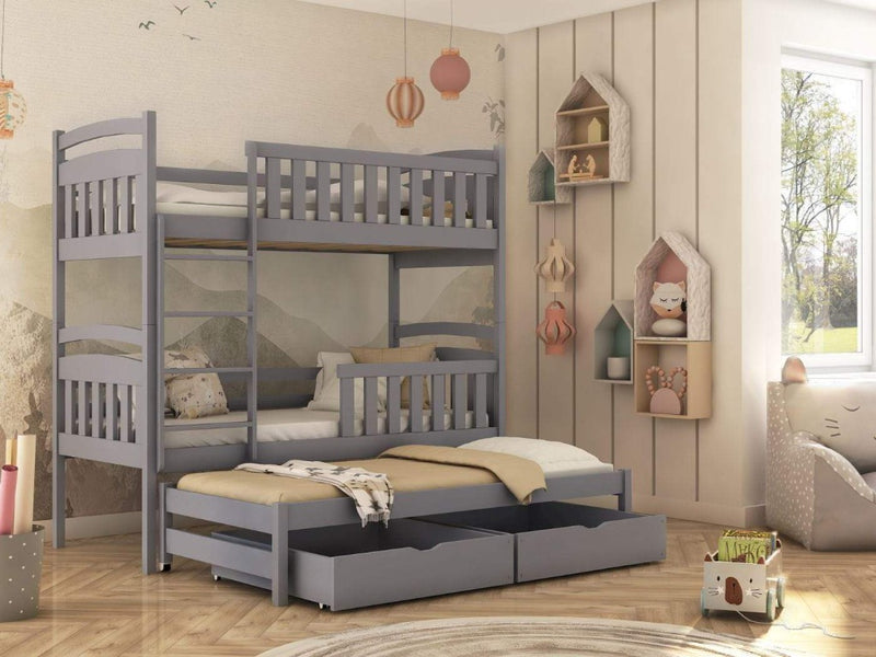 Viki Bunk Bed with Trundle and Storage [Grey] - Product Arrangement 