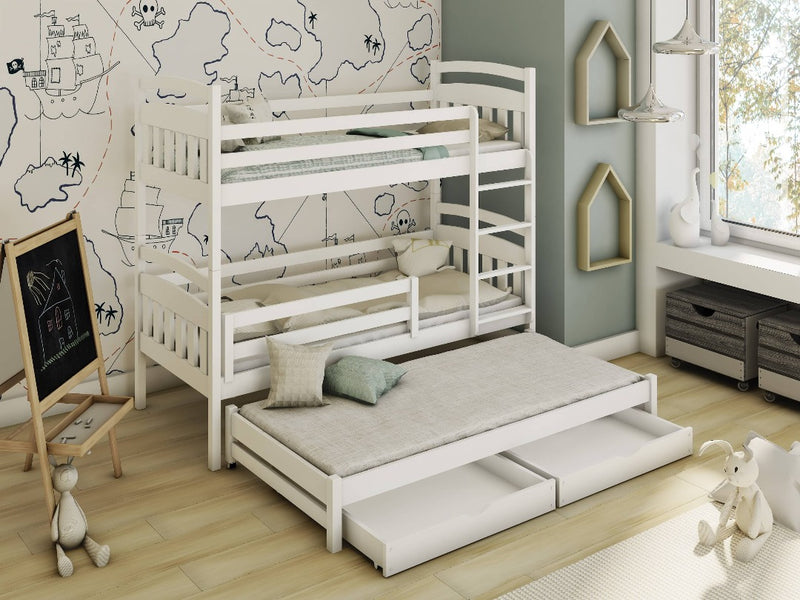Alan Bunk Bed with Trundle and Storage [White Matt]- Product Arrangement 