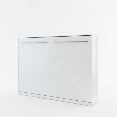 CP-04 Horizontal Wall Bed Concept Pro 140cm with Over Bed Unit [White Matt] - White Background
