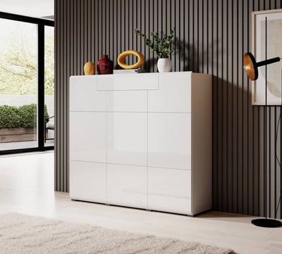 Toledo 76 Sideboard Cabinet 147cm [Front White Gloss with White Matt Carcass] - Lifestyle Image 