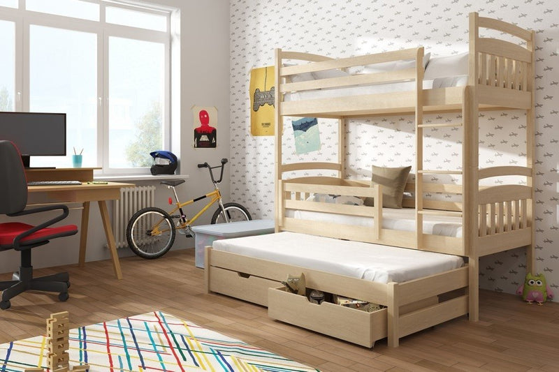 Alan Bunk Bed with Trundle and Storage [Pine]- Product Arrangement 