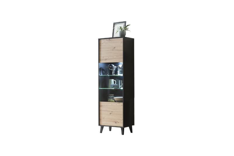 Artona 10 Tall Display Cabinet 65cm [Oak] - White Background 3