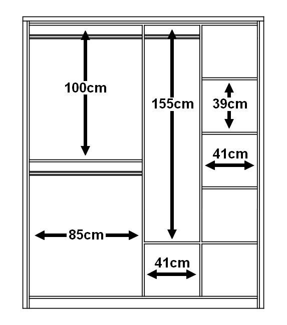 Arti 17 - 2 Sliding Door Wardrobe 180cm - Internal Specifications