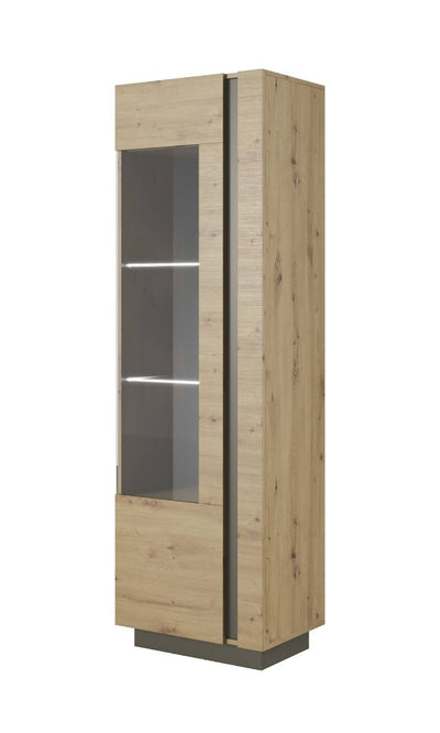 Arco Tall Display Cabinet 60cm [Oak] - White Background