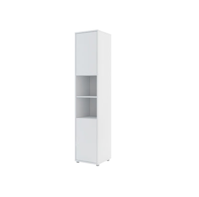 BC-01 Vertical Wall Bed Concept 140cm With Storage Cabinets and LED [White Matt] - Tall Cabinet Image