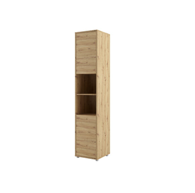 BC-12 Vertical Wall Bed Concept 160cm With Storage Cabinets and LED [Oak] - Tall Cabinet Image 2
