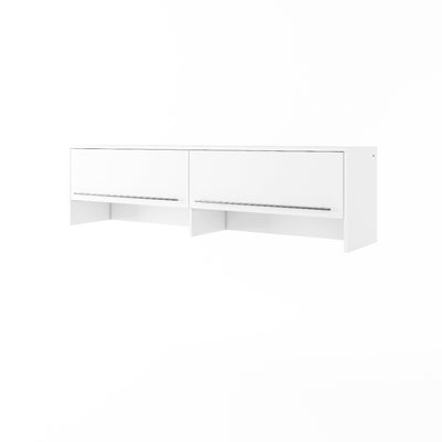 CP-04 Horizontal Wall Bed Concept Pro 140cm with Over Bed Unit [White Gloss] - White Background #2
