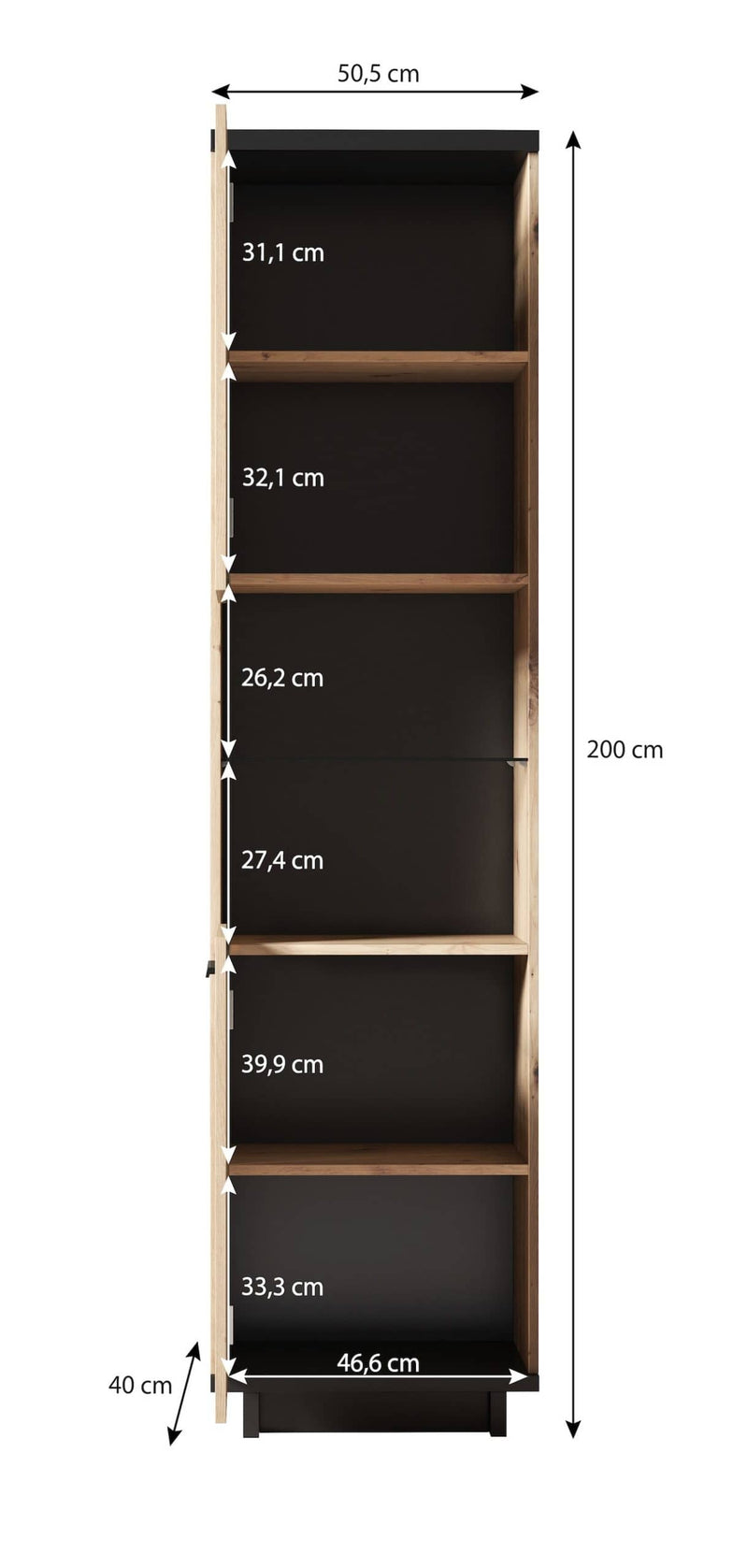 Ines 11 Tall Display Cabinet 51cm