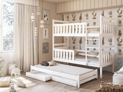 Klara Bunk Bed with Trundle and Storage [White Matt] - Product Arrangement #2