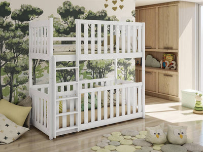 Wooden Bunk Bed Konrad with Cot Bed [White] - Product Arrangement #1