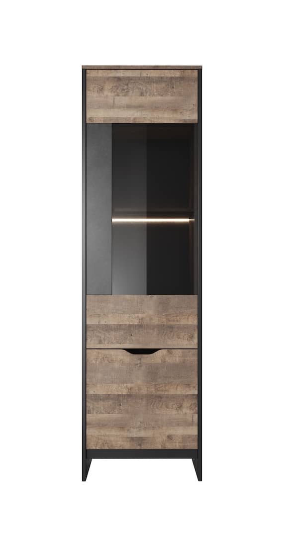 Arden Tall Display Cabinet 56cm [Oak] - Front Angle