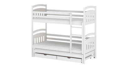 Alan Bunk Bed with Trundle and Storage [White Matt]- White Background
