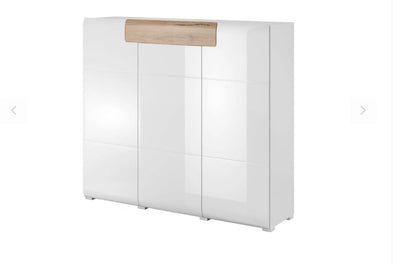 Toledo 76 Sideboard Cabinet 147cm [Front White Gloss & San Remo Oak with White Matt Carcass] - White Background