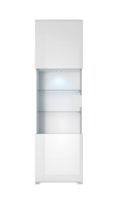 Toledo 05 Display Cabinet 61cm [Front White Gloss with White Matt Carcass] - Front Angle