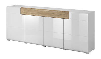Toledo 25 Sideboard Cabinet 208cm [Front White Gloss & San Remo Oak with White Matt Carcass] - White Background
