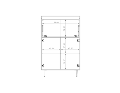 Vasina 03 Highboard Cabinet 90cm [Oak] - Product Dimensions 2