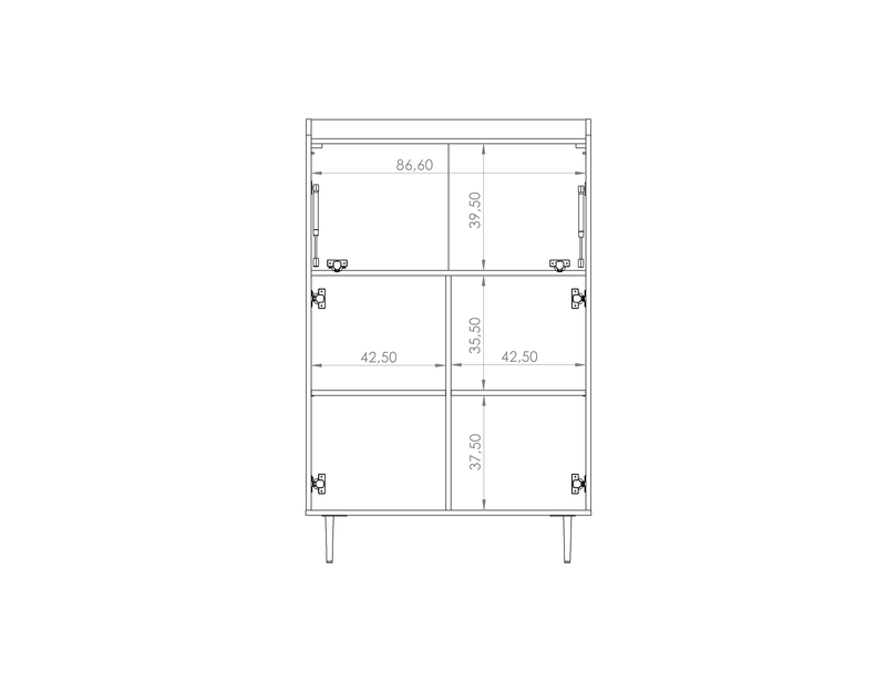 Vasina 03 Highboard Cabinet 90cm [Oak] - Product Dimensions 2