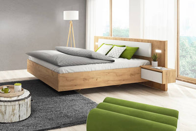 Xelo Bed Frame With Bedside Cabinets [EU King] [Oak] - Interior Layout