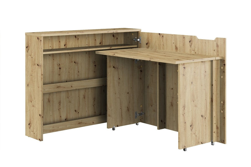 Work Concept Convertible Hidden Desk With Storage [Oak Artisan] - Interior Layout 2