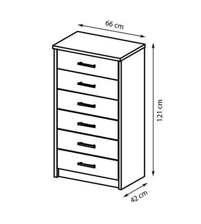 Cremona Chest of Drawers 66cm [Oak] - White Background 2