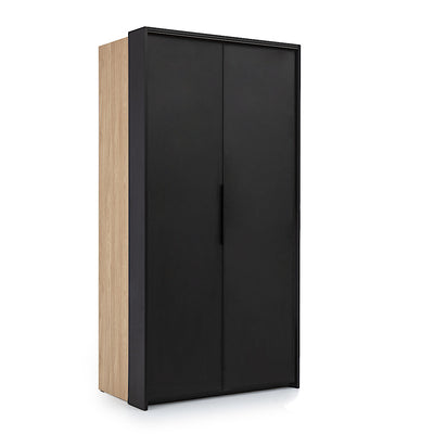 Black Loft Folding Door Wardrobe 104cm [Left] [Black] - White Background