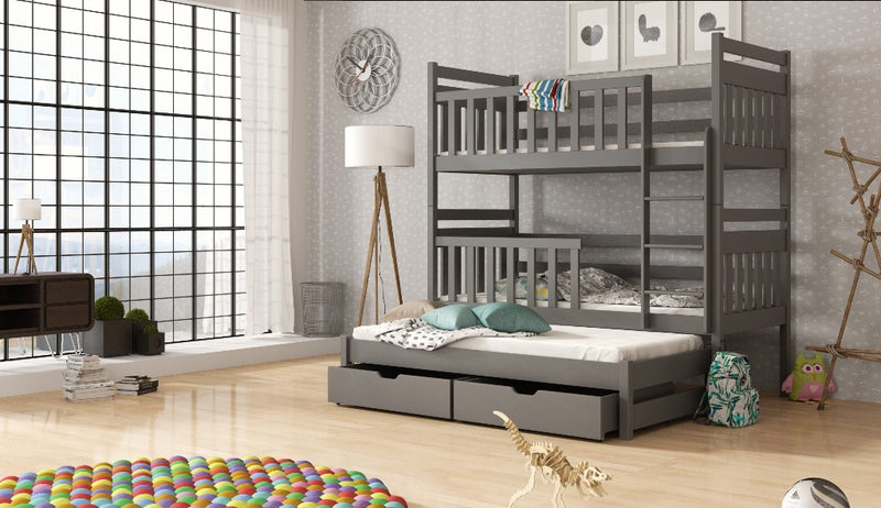 Klara Bunk Bed with Trundle and Storage [Graphite] - Product Arrangement 