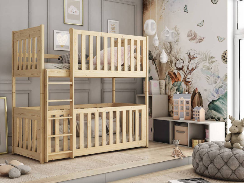 Wooden Bunk Bed Konrad with Cot Bed [Pine] - Product Arrangement 