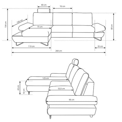 Corner Sofa Bed Loft - Dimensions Image