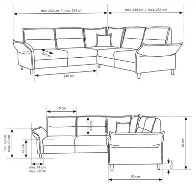 Corner Sofa Bed Milano II - Dimensions Image