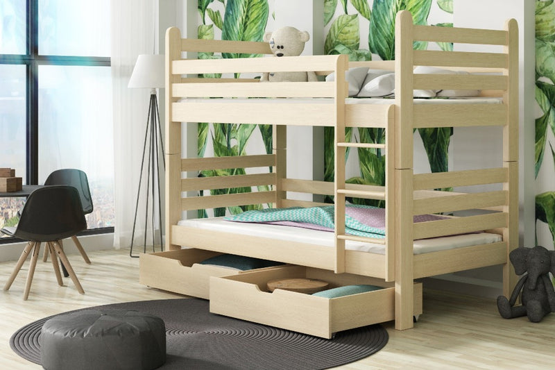 Wooden Bunk Bed Patryk with Storage [Pine] - Product Arrangement 