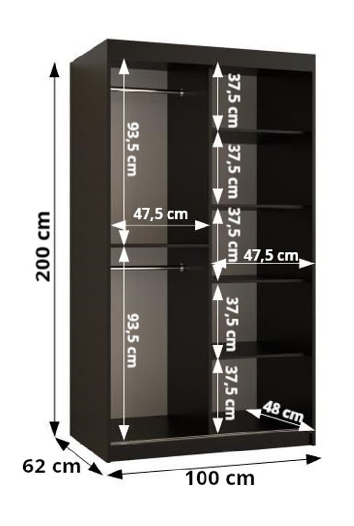 Flutes II Sliding Door Wardrobe 100cm