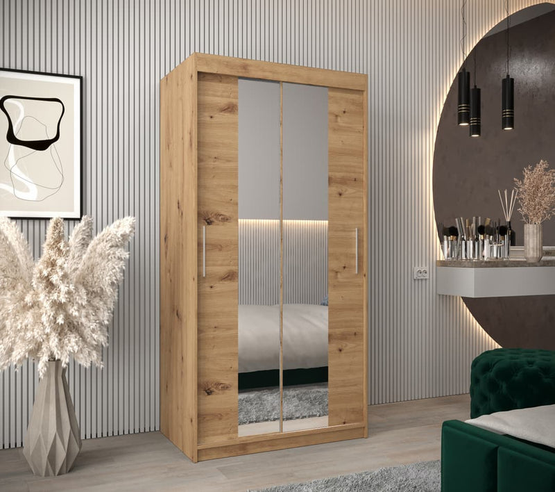 Tokyo I Sliding Door Wardrobe 100cm [Oak Artisan]  