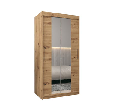 Tokyo I Sliding Door Wardrobe 100cm [Oak Artisan] - White Background