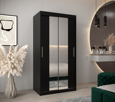 Tokyo I Sliding Door Wardrobe 100cm [Black] 