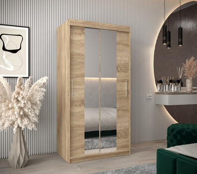 Tokyo I Sliding Door Wardrobe 100cm [Oak Sonoma] 