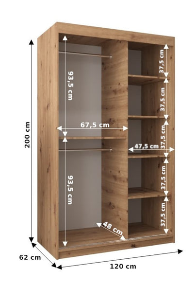 Uppsala T3 Sliding Door Wardrobe 120cm