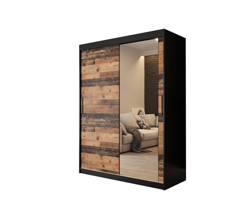 Tilburg II Sliding Door Wardrobe 150cm [Dark Oak & Black] - White Background