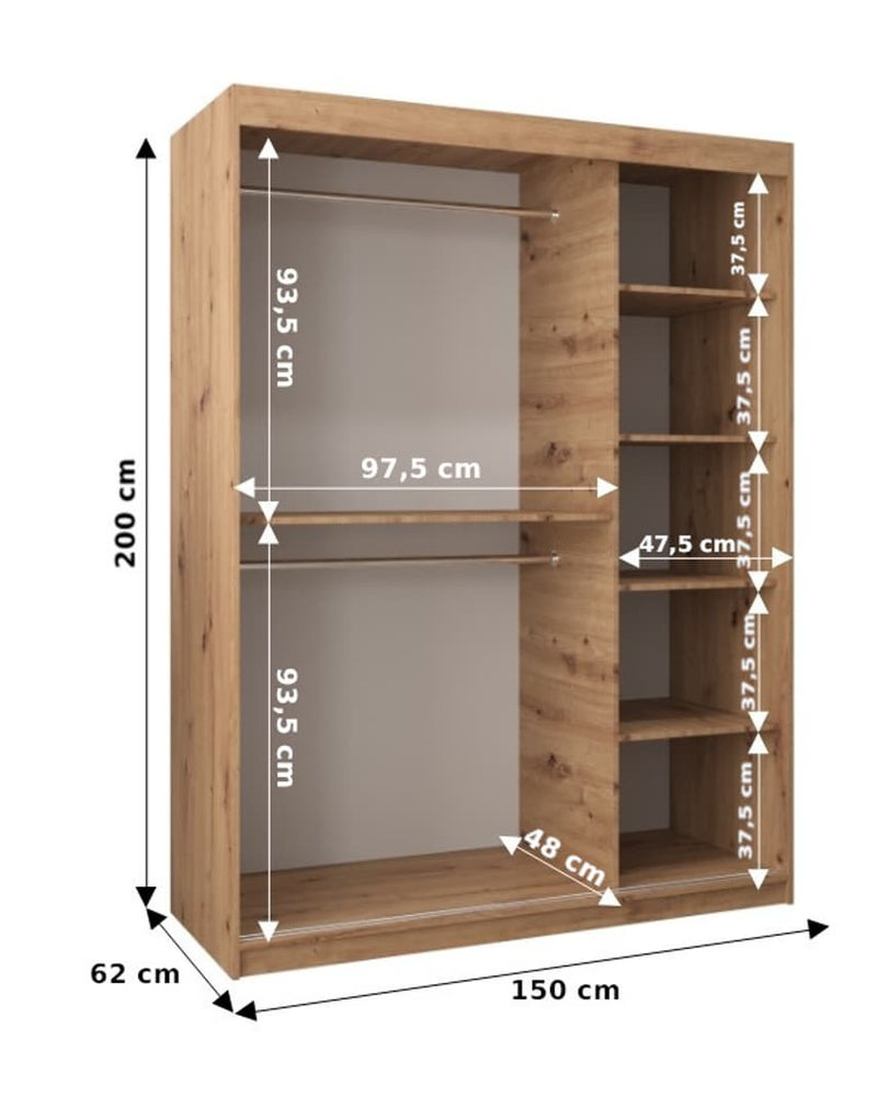 Uppsala V2 Sliding Door Wardrobe 150cm