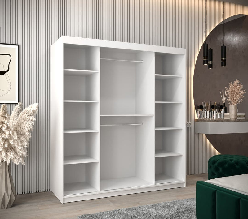 Torino Sliding Door Wardrobe 180cm [White] - Interior Layout