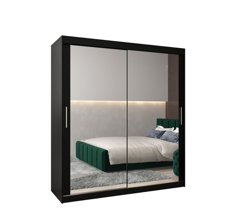 Tokyo III Sliding Door Wardrobe 180cm [Black] - White Background